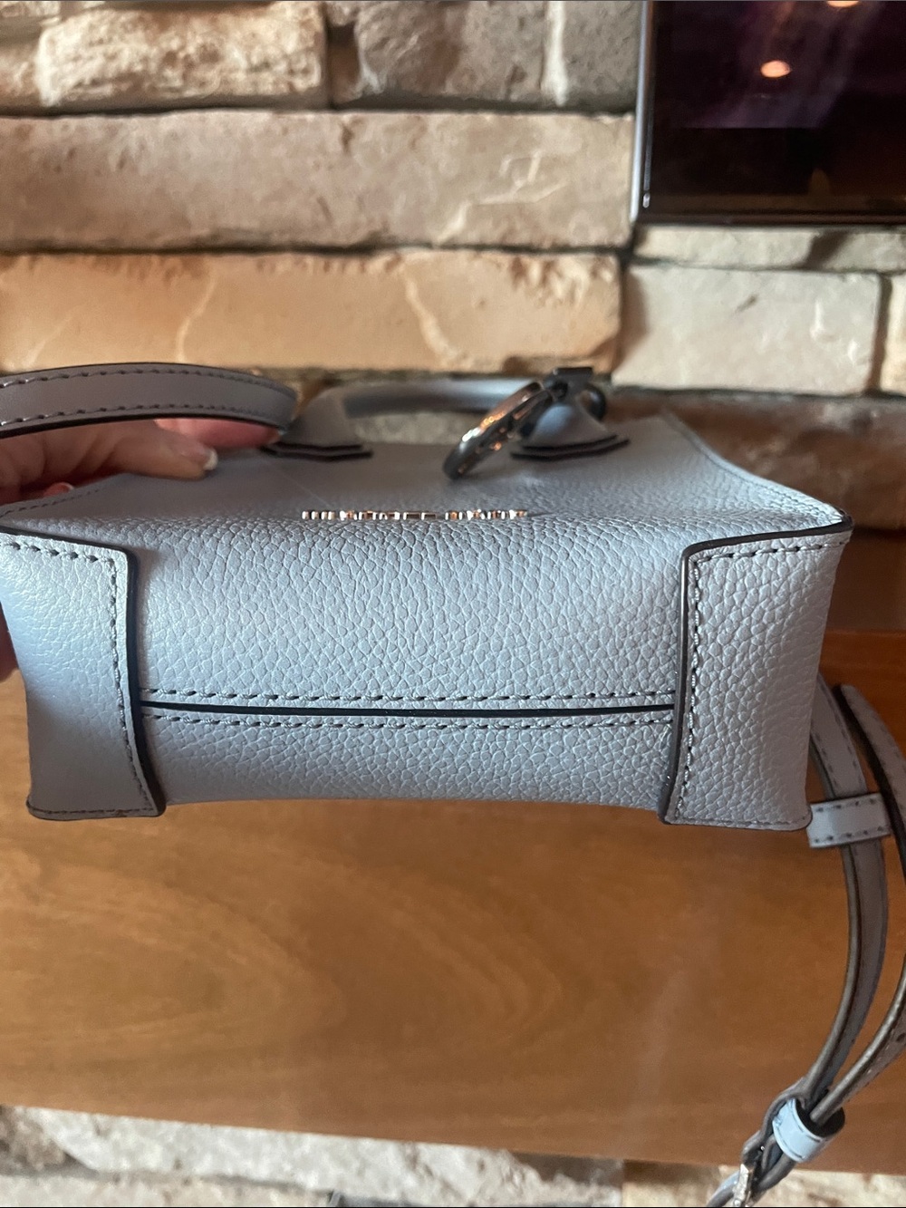 Michael Kors Mini Pebbled Leather Tote in Light Gray - Picture 5 of 5